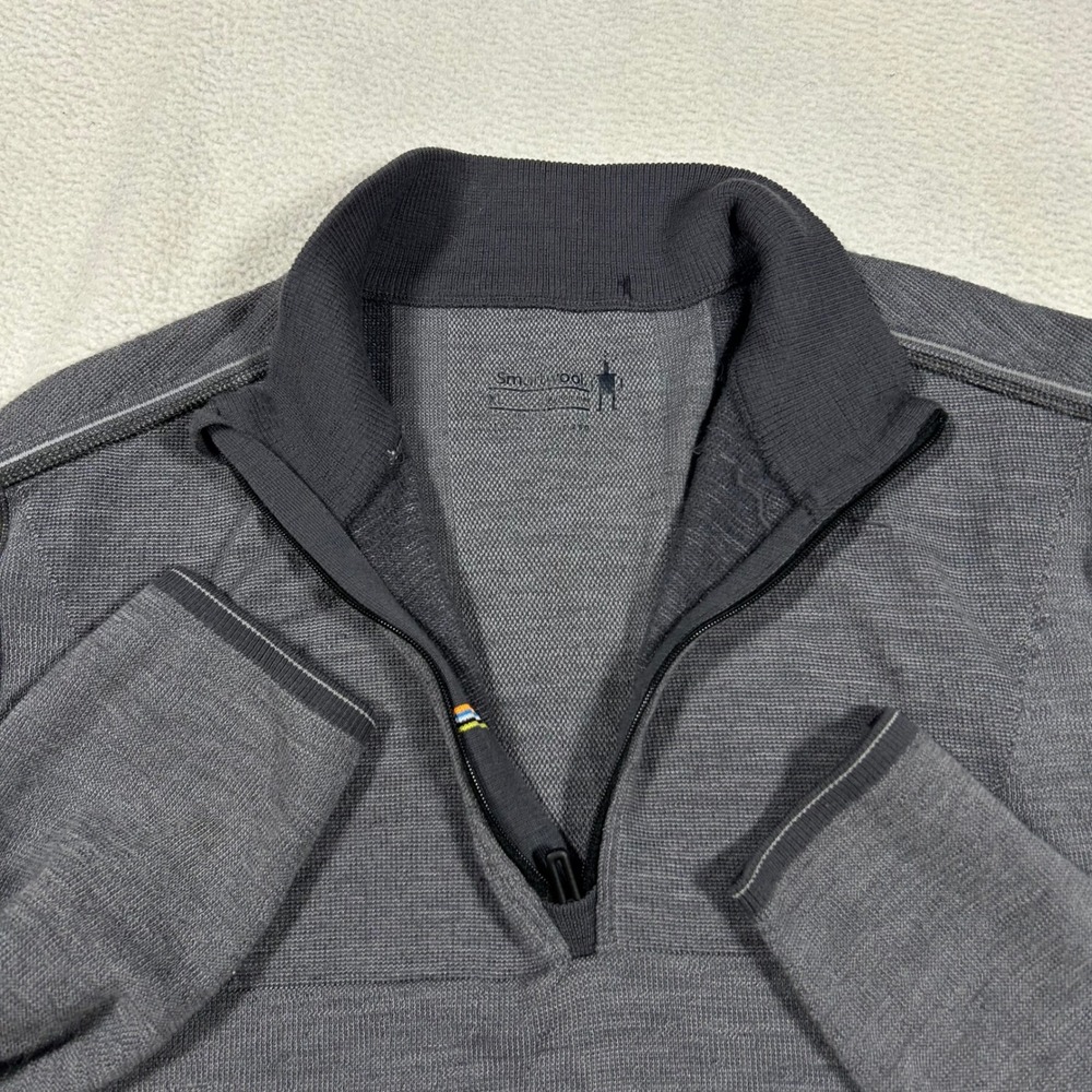 Smartwool Intraknit 1/4 Zip Pullover Mens XL Gray 100% Merino Wool Base Layer